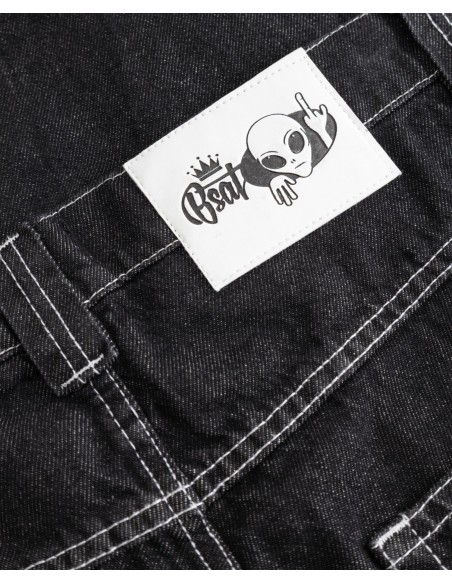 BSAT Aliens 4 Peace The Finger Raw Black n White Baggy Jeans