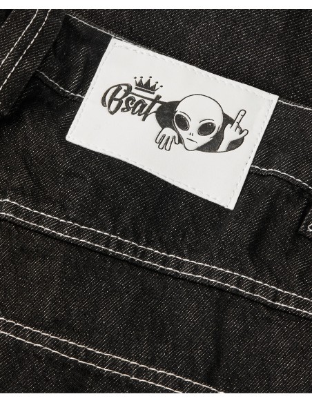 BSAT Aliens 4 Peace The Finger Raw Black n Pink Baggy Jeans