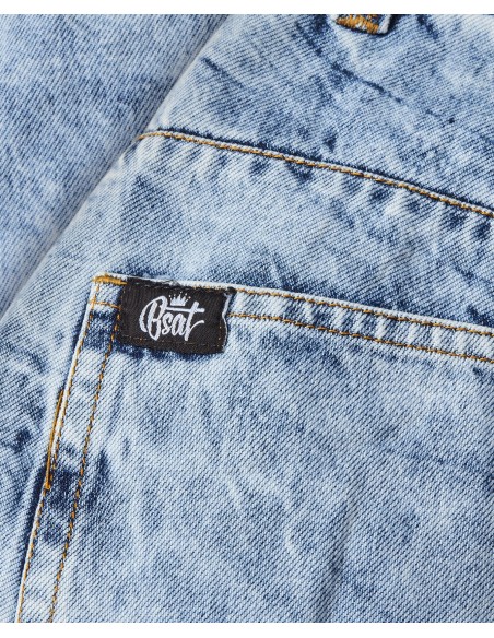 BSAT X-Loose Marble Washed Jeans Ocean Blue