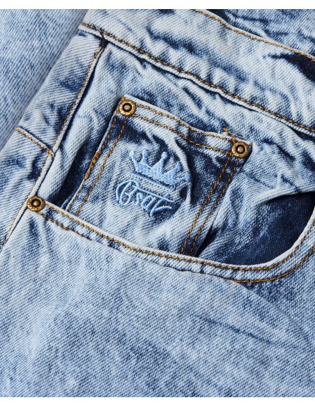 BSAT X-Loose Marble Washed Jeans Ocean Blue
