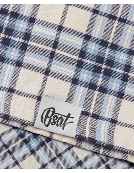 BSAT Studio Flannel Zip Shirt – Grid Navy