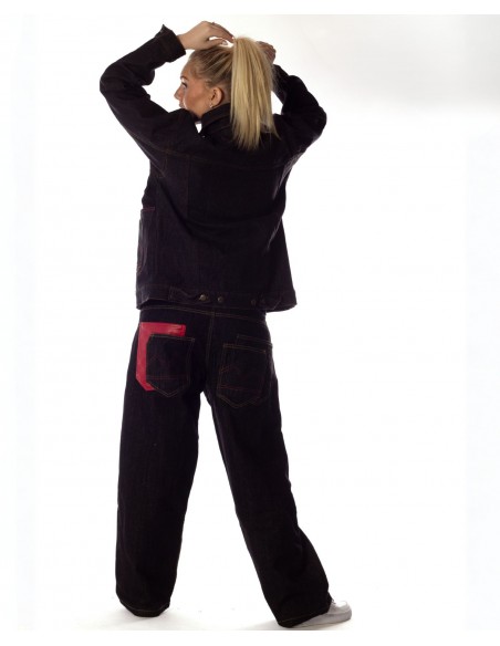 BSAT 4 Pocket Blazed Up Denim Jacket Black n Red