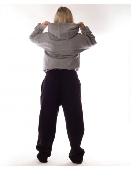 BSAT Contrast Bronx Zipped Baggy Sweatpants Ultra Soft Comfy Lounge Black