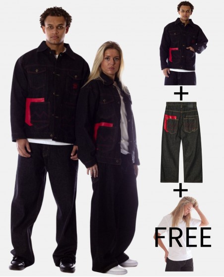 4 Pocket Denim Outfit Pack, Free white tee included