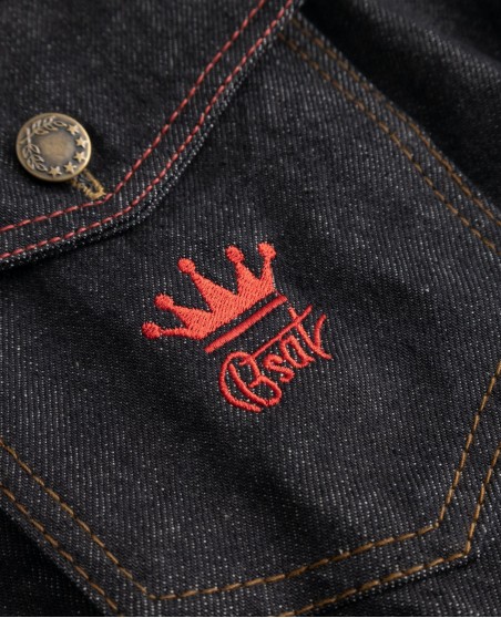 BSAT 4 Pocket Blazed Up Denim Jacket Black n Red