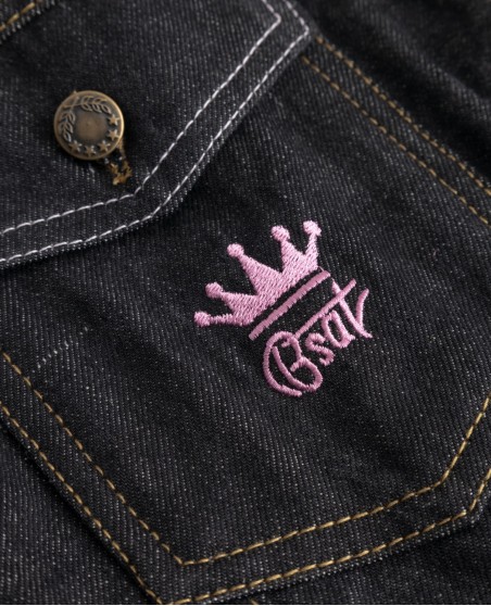 BSAT 4 Pocket Blazed Up Denim Jacket Black n Soft Pink