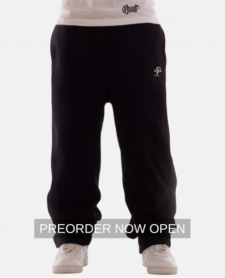 BSAT Stickman Baggy Sweatpants The Finger Black