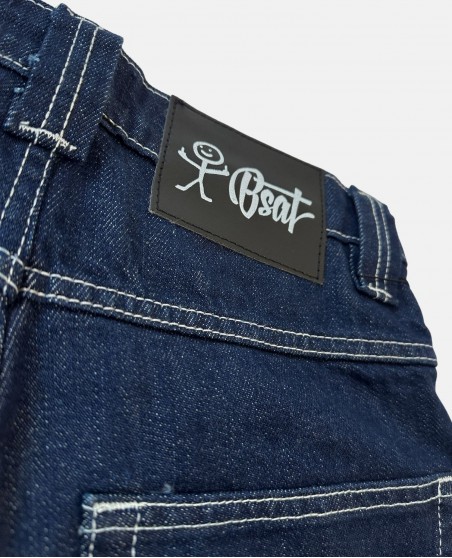 BSAT Stickman The Skater Limited Edition Indigo Blue Baggy Jorts