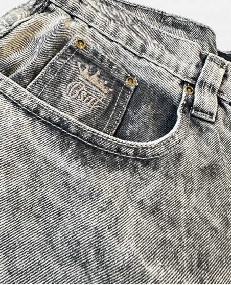 BSAT Bronx Black Dark Marble Wash Baggy Jorts