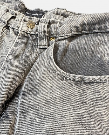 BSAT Bronx Black Dark Marble Wash Baggy Jorts