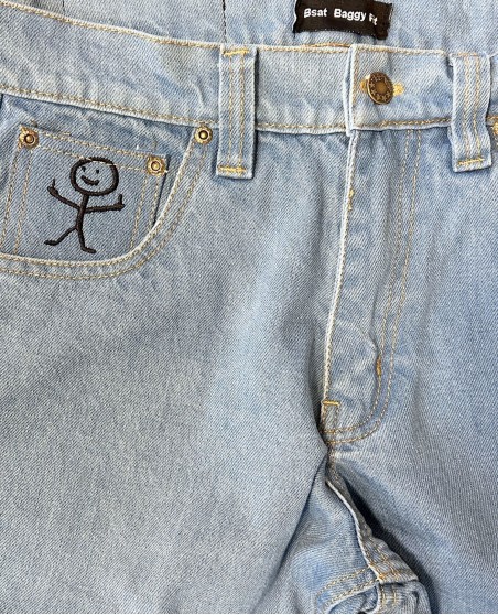BSAT Stickman Baggy Jorts The Fingers Light Blue