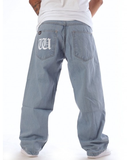 BSAT The W Westside Baggy Double Print Jeans Light Blue Limited Edition