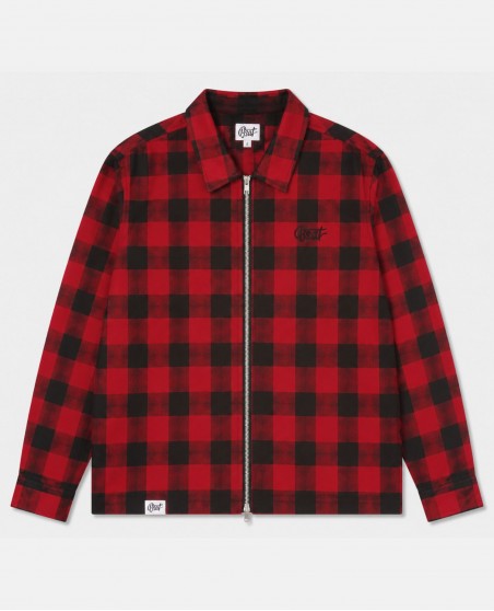 BSAT Studio Flannel Zip Shirt Grid Red Art Script Limited Edition