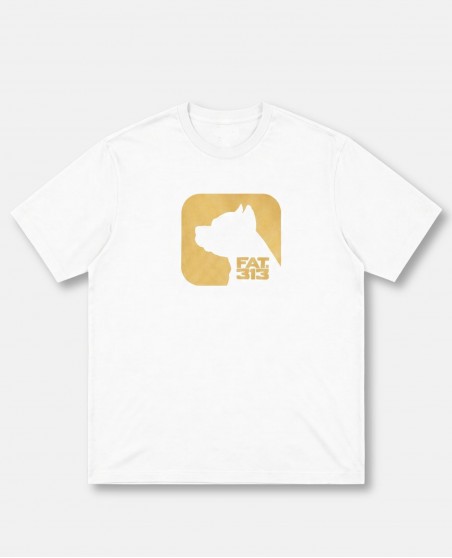 FAT313 Fatcap Double Print T-shirt White n Gold