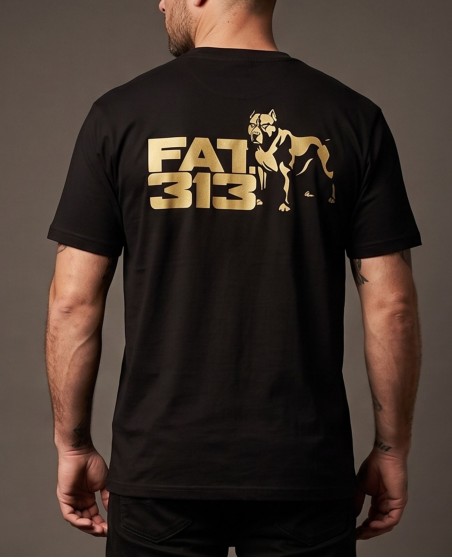 FAT313 Fatcap Double Print T-shirt Black n Gold