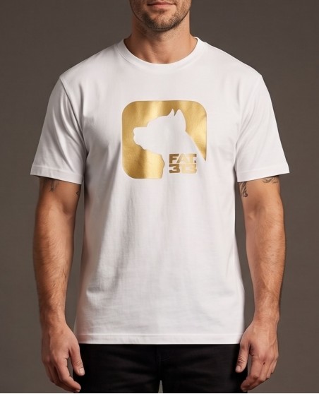 FAT313 Fatcap Double Print T-shirt White n Gold