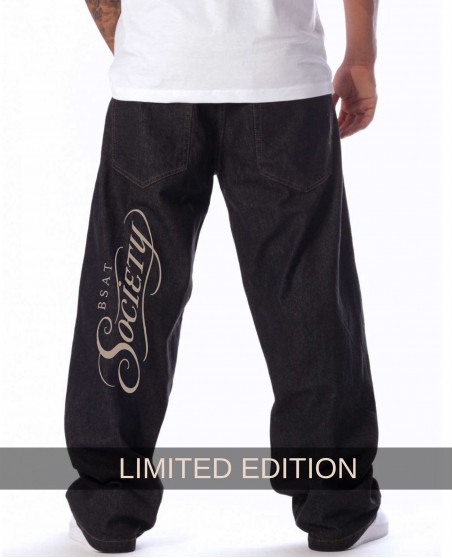 BSAT Society Limited Edition Baggy Jeans - Plain Black