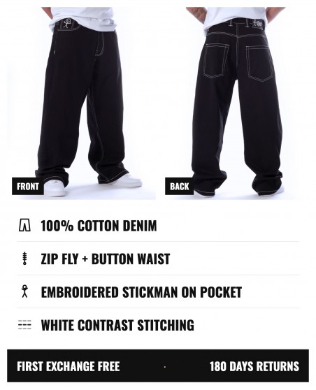 BSAT Stickman baggy Jeans The Fingers Black Vol.2