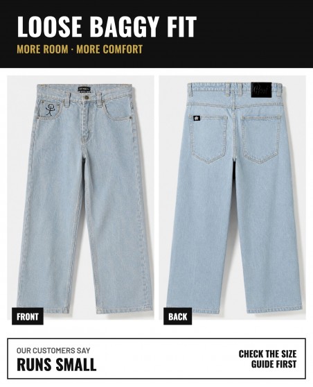 BSAT Stickman Baggy Jeans The Fingers Light Blue