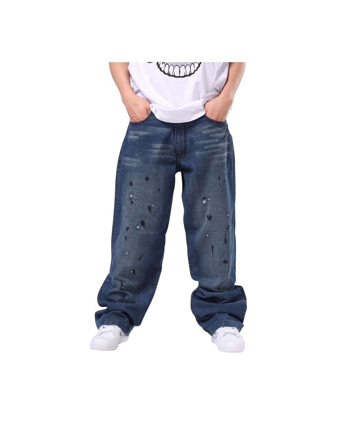 Trashed Baggy Jeans - LW-D199 - Plain Baggy Jeans