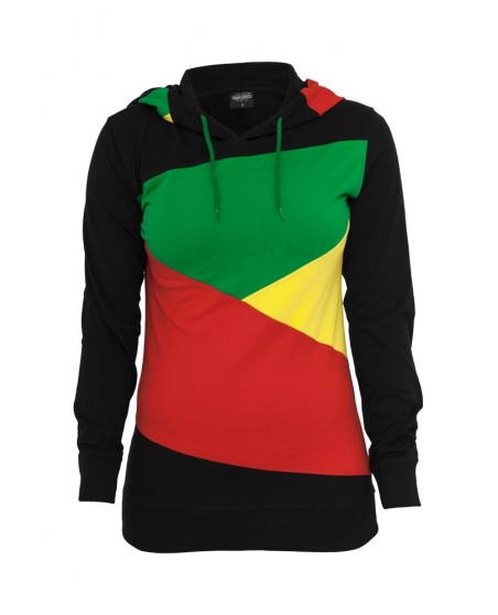 Urban Classics Ladies Zig Zag Jersey Hoody blk rasta