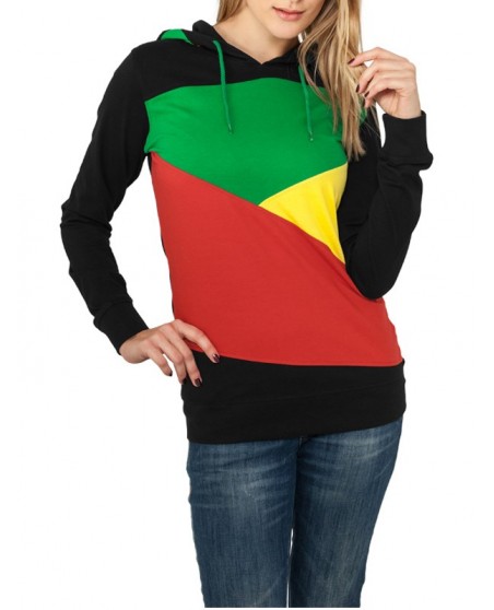 Urban Classics Ladies Zig Zag Jersey Hoody blk rasta