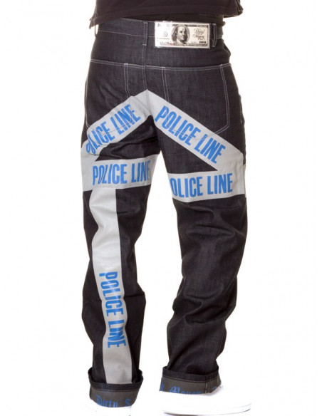 Dirty Money Baggy Police Line Jeans