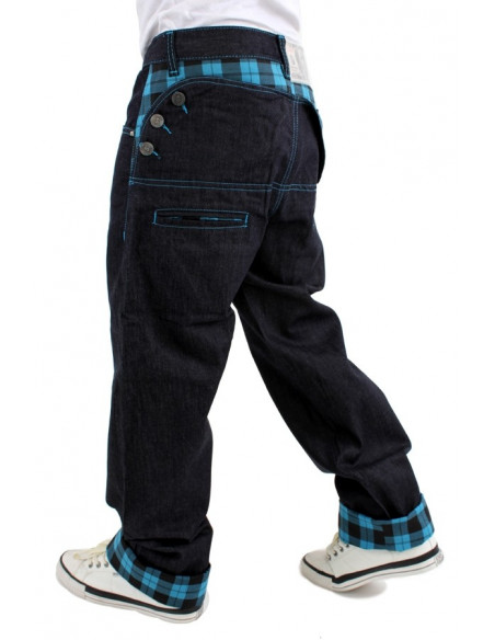 Dirty Money Scottish Navy Check Jeans