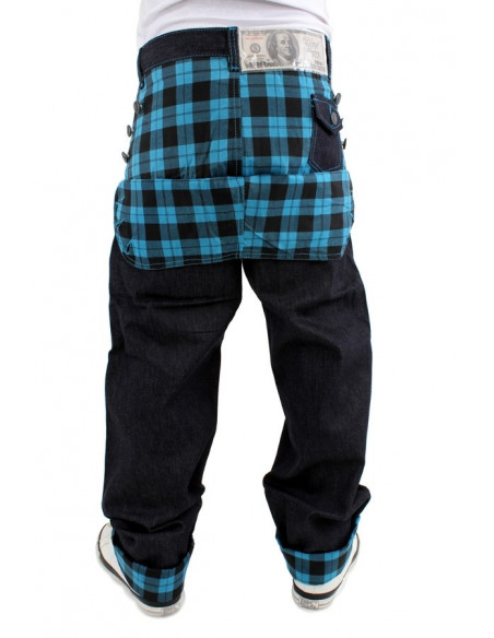 Dirty Money Scottish Navy Check Jeans