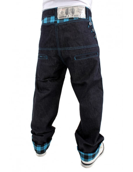 Dirty Money Scottish Navy Check Jeans