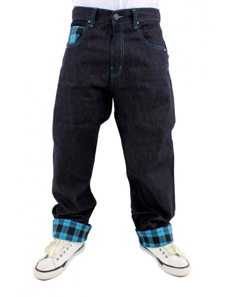 Dirty Money Scottish Navy Check Jeans