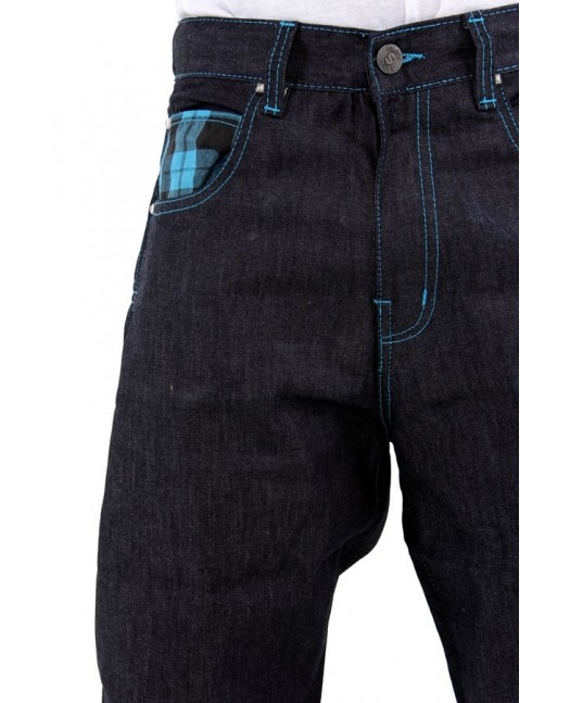 Dirty Money Scottish Navy Check Jeans