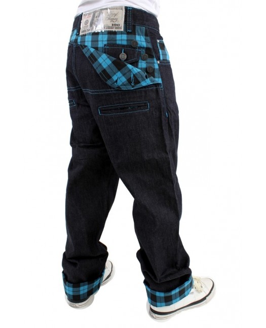 Dirty Money Scottish Navy Check Jeans