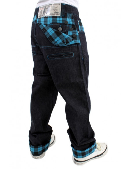Dirty Money Scottish Navy Check Jeans