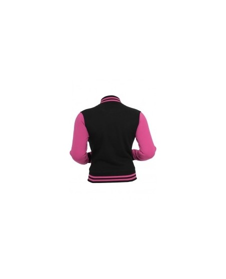 Ladies 2-tone College Sweatjacket blk/fuc
