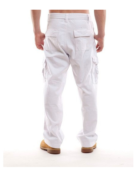Royal Blue Relaxed-Fit Cargo Pants White