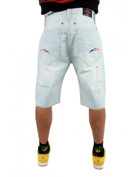Phat Farm Denim Jeans Shorts Official Logo Baggy Snow Wash