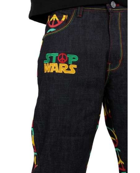 Dirty Money Stop Wars Make Peace Rasta Jeans