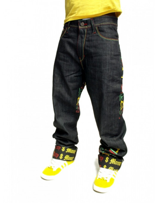 Dirty Money Rasta Lion Peace Jeans Baggy