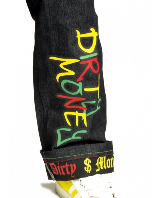Dirty Money Rasta Lion Peace Jeans Baggy