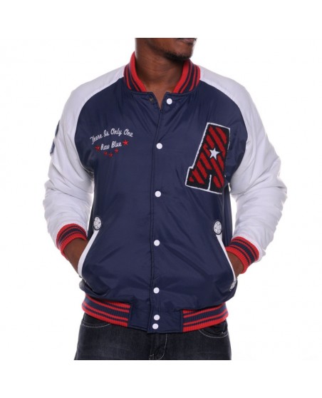 Raw Blue Ragglin Varsity Jacket Nylon Navy