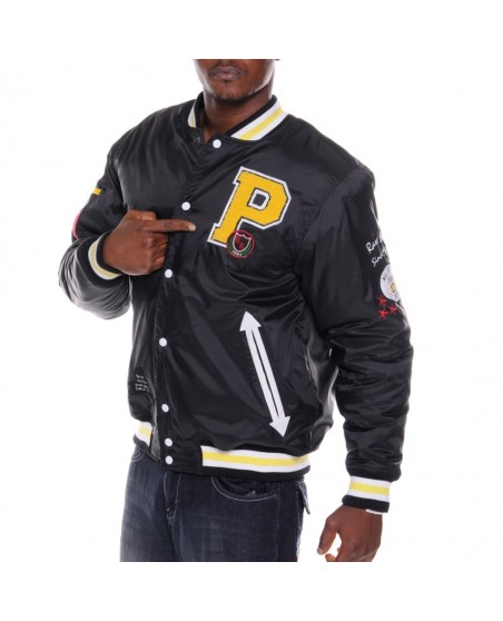 Raw Blue Nylon Varsity Jacka Svart