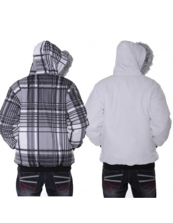 Raw Blue Plaid Reversible Jacket White