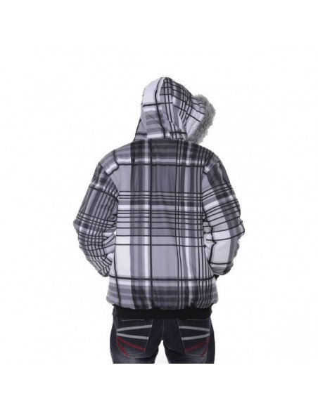Raw Blue Plaid Vändbar Jacka Vit