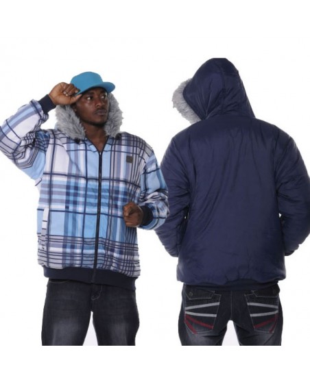Raw Blue Plaid Reversible Jacket Blue