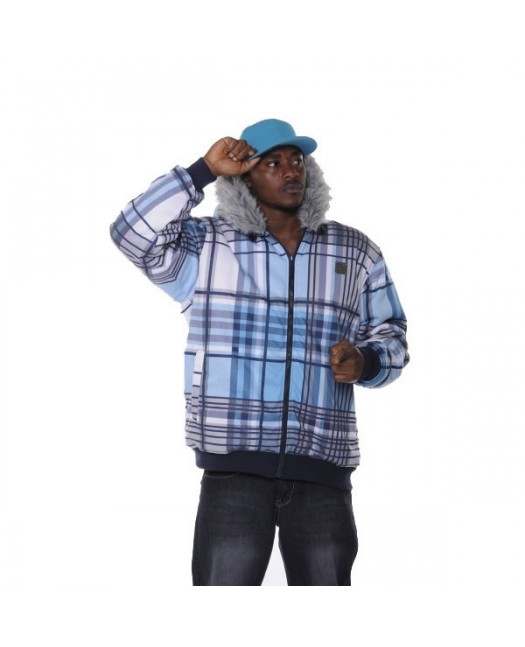 Raw Blue Plaid Vändbar Jacka Blå