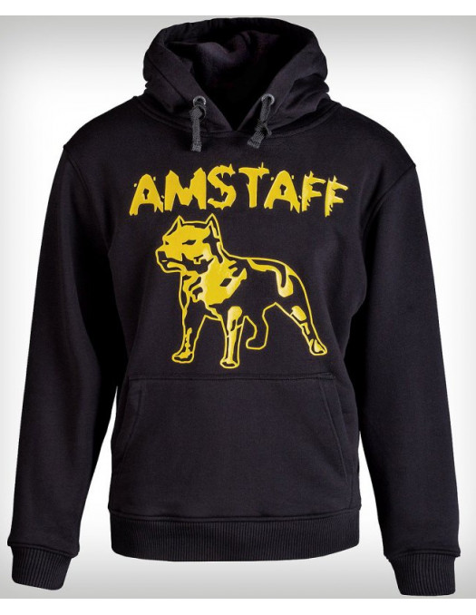 Amstaff Hoodie Yellow Logo Black