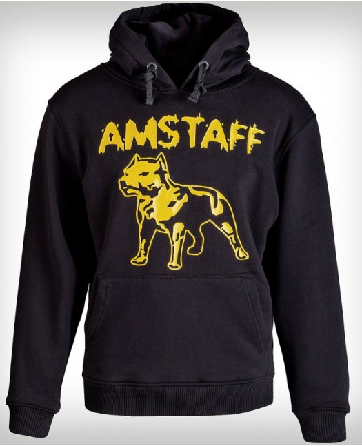 Amstaff Hoodie Yellow Logo Black